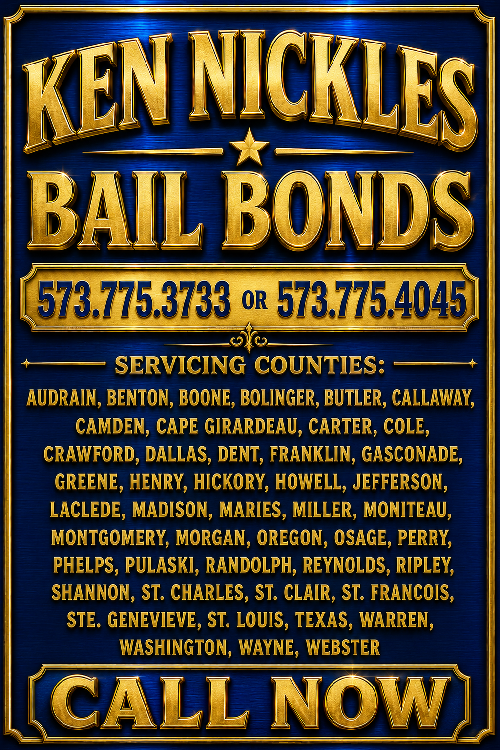 List of Missouri counties serviced by Ken Nickles Bail Bonds
